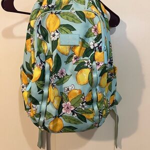 Vera Bradley Lemon Print Backpack - Yellow and Green